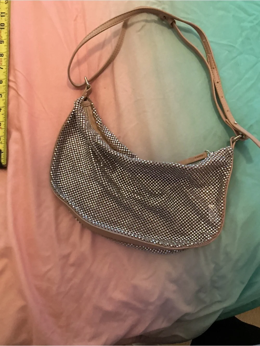Forever 21 Rhinestone Silver Crystal Mesh Shoulder Bag NWOT